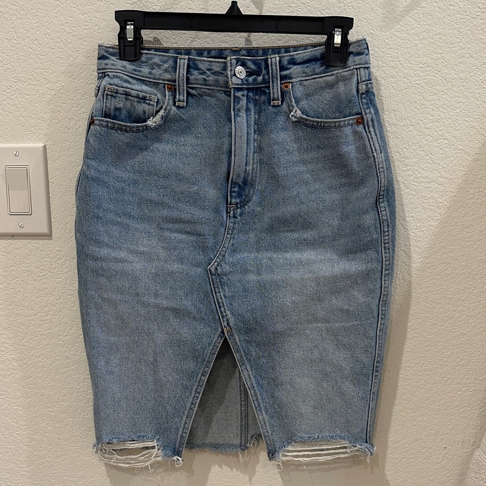 A&F midi denim skirt